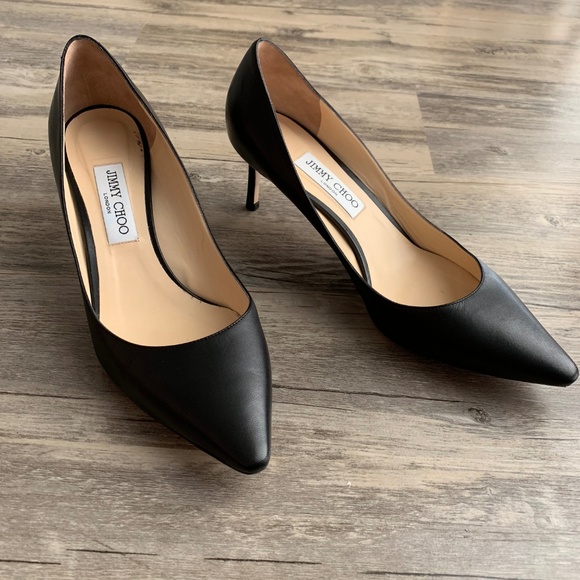Jimmy Choo Shoes - Jimmy Choo Romy Black Leather Pointed Toe Pumps 41